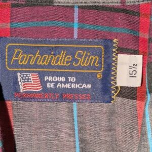 Panhandle Slim Western Shirt Vintage 90s Plaid Black Snap Buttons Made In USA